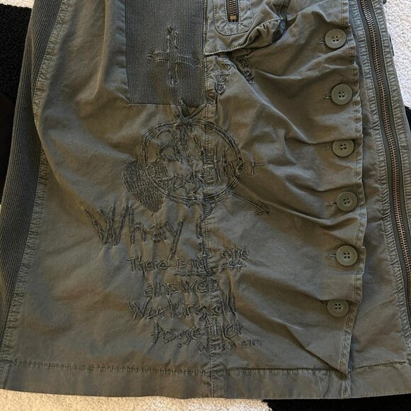 y2k olive green military inspired knee length dress - Picture 3 of 6